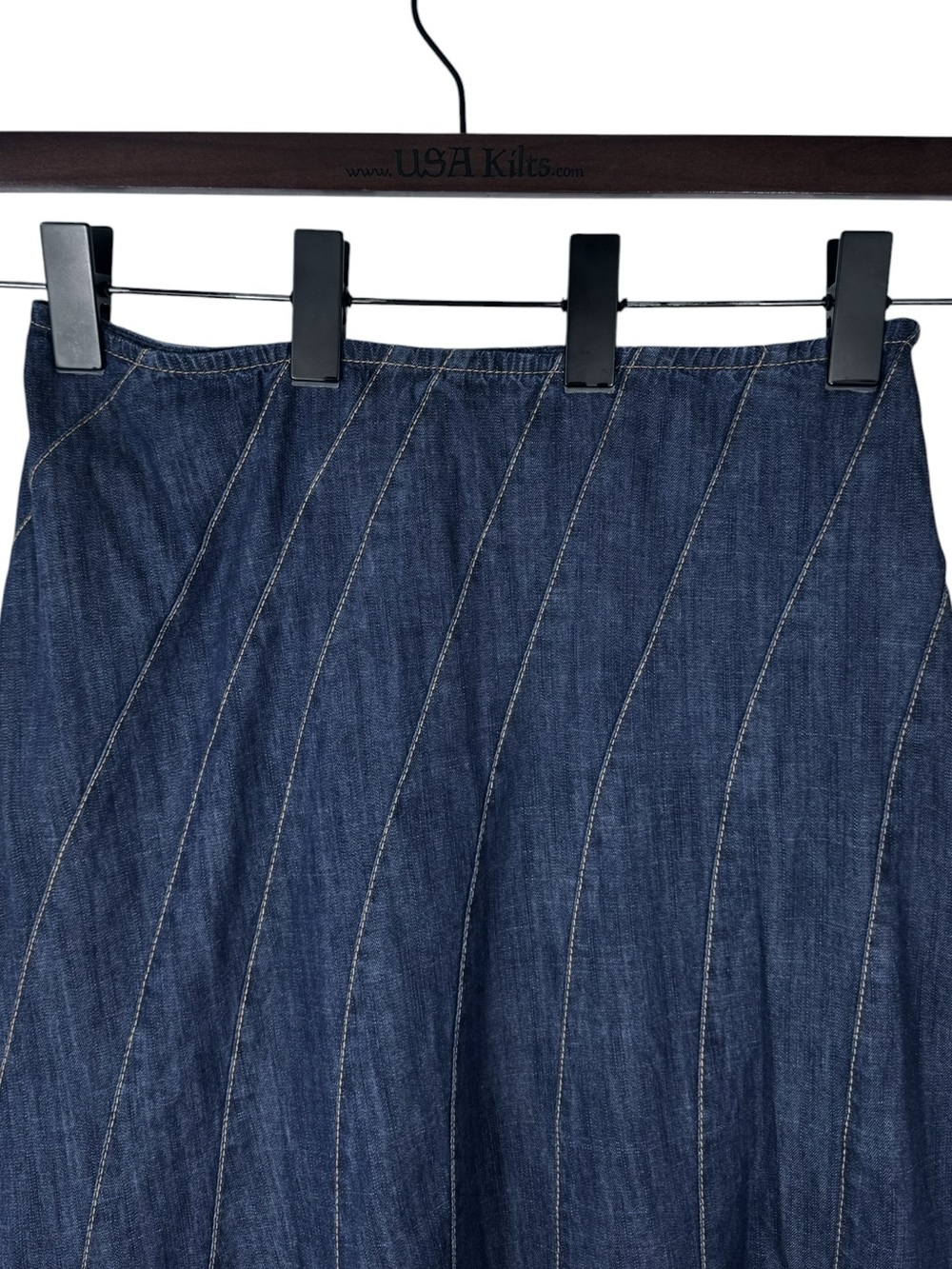Anthropologie Swirled Denim Maxi Skirt 10 NWT - Picture 6 of 10